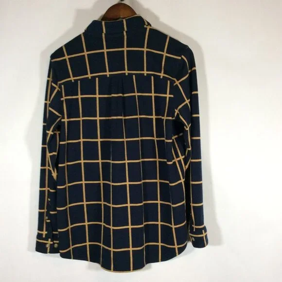 L. L. Bean Button Down Knit Shirt Navy Blue With Gold Size Large - Picture 6 of 11
